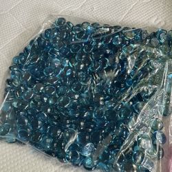 Iridescent aqua blue flat marbles 4lbs - $15