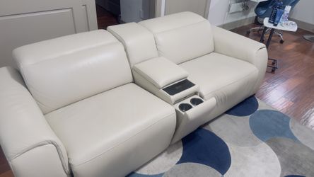 3-Pc. Beyond Leather Fabric Sofa with 2 Power Motion Recliners and 1 Console, Created for Macy's