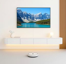 47" 71” 87”Floating TV Stand, Wall Mount Media Console with Drawers Flip-Down Doors, Round Corner, White