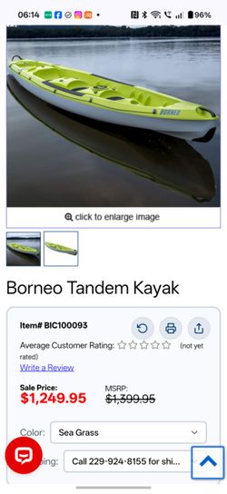 13'5" Borneo Sit-On-Top Double Kayak Model # (contact info removed)0 Mfg # 107054