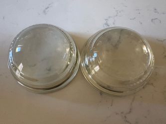 Vintage Clear Glass Empty Paperweights for Floral or Pictures- Set of 2