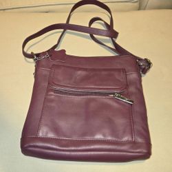 Giani Bernini Nappa Leather Venice Crossbody Wine/Burgandy Silver purse handbag
