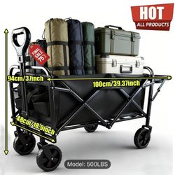 40 inches Long and 500 LB Capacity  Extra-Large Foldable Cart wagon 
