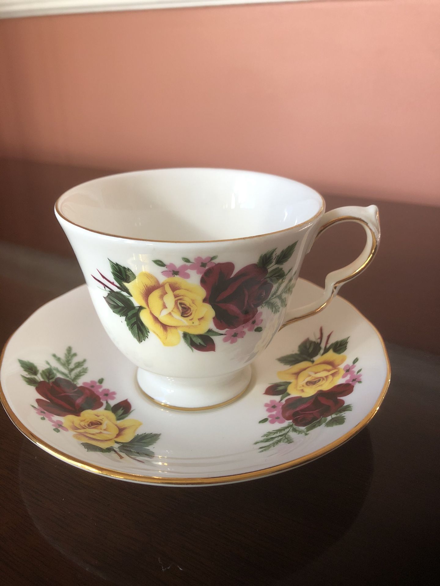 Vintage Queen Anne Roses Cup and Saucer