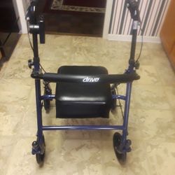 Rollator Rolling Walker With Seat, Backrest And Saddle Bag