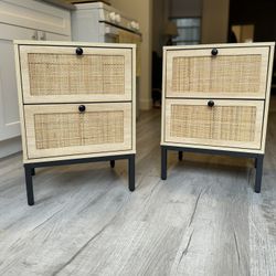 Boho Nightstands / Rattan End Or Side Tables
