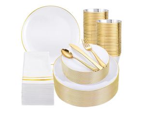 🚨🔥 NEW 350PC White & Gold Dinnerware Set for 50 Guests – ONLY $45! HURRY!