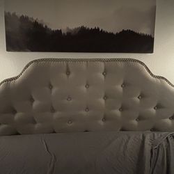 Gray upholstered headboard queen