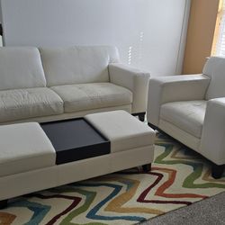 Sofa, chair and storage ottoman