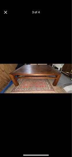 Large Square Solid Wood Coffee Table