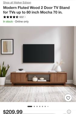 Walker Edison Modern Fluted Wood 2 Door TV Stand