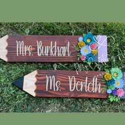 Personalized Wooden Pencil Hanging Sign 