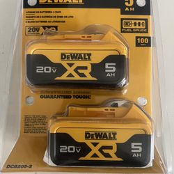 DEWALT 20 V Max XR 5AH Lithium Ion Batteries 2 Pack DCB205-2