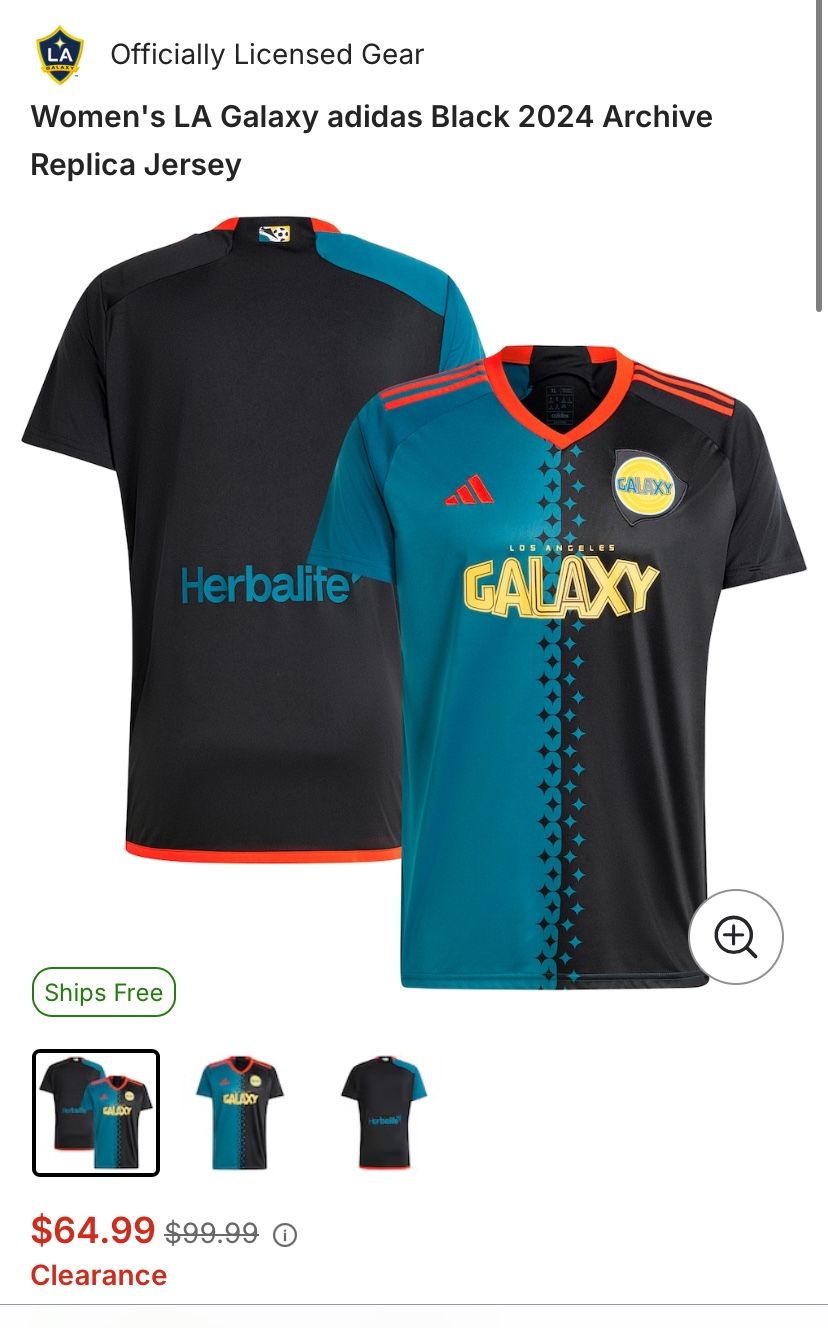 LA Galaxy Adidas Black 2024 Jersey