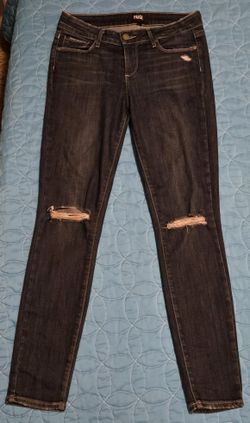 EC~Paige Verdugo Ankle Distressed Midrise Dark Blue Jeans