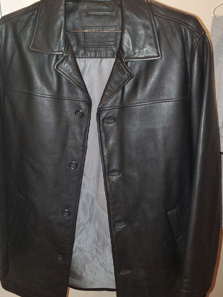 Roundtree & Yorke Mens Genuine Leather Jacket Black Size Medium
