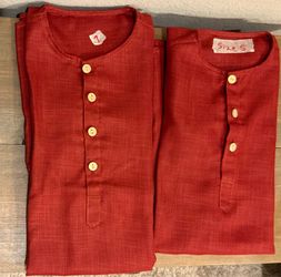 Plain Maroon Silk Kurta with wooden Button for Boys/Kids