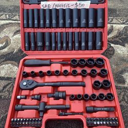 3/8" Drive Impact Socket Set, SAE/Metric,