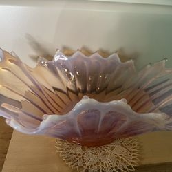 Antique Pink Opalescent Large Bowl 
