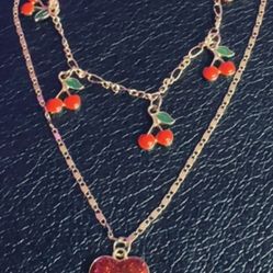 🍒 Collar en Capas con Cerezas y Corazón/💖 Cherry Sweetheart Layered Necklace 🍒