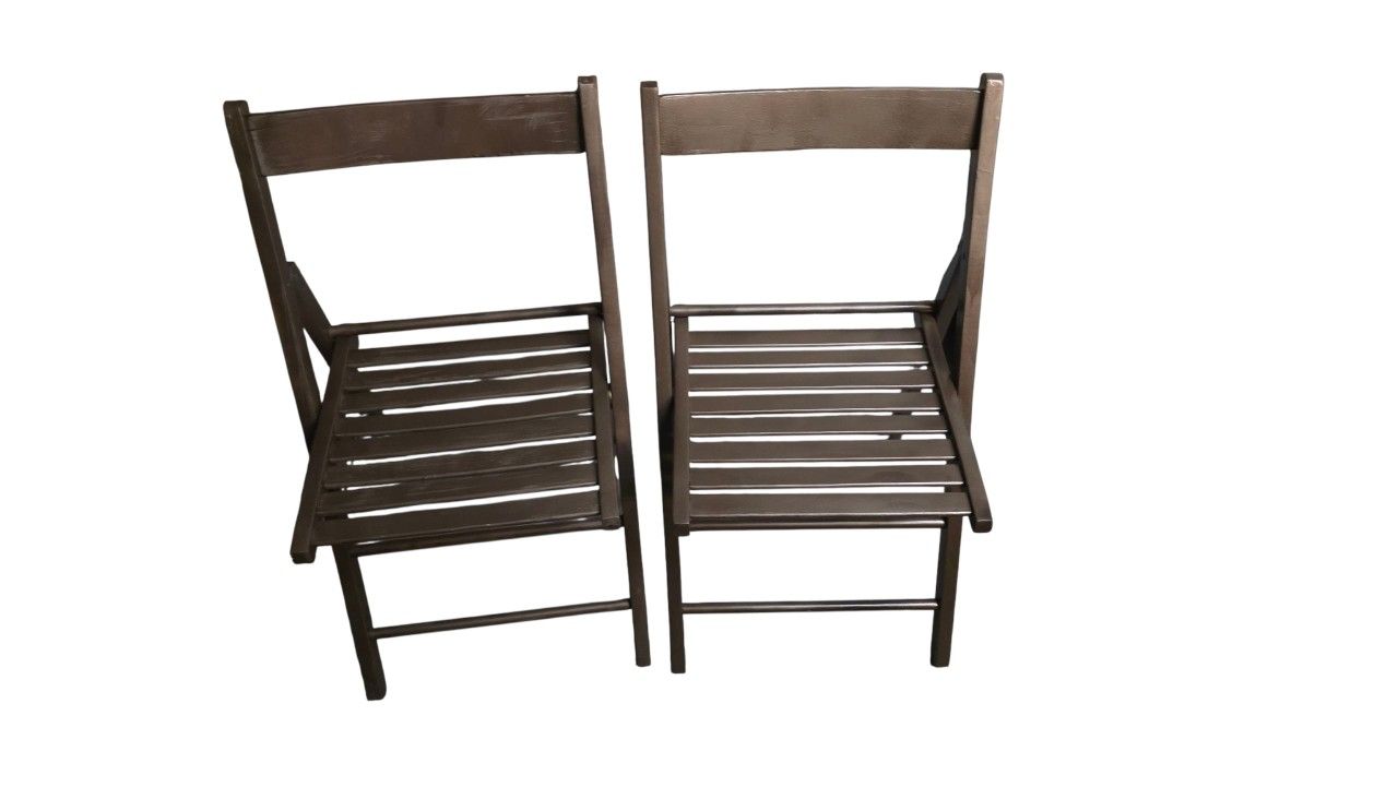 Wood Folding Chairs (Set of 2) – Sturdy, Painted Brown, Space-Saving