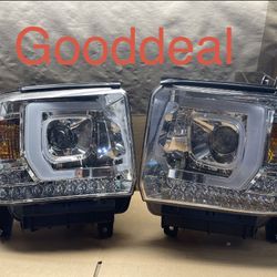 *Broken Tab* OH183 Fit 14-15 GMC Sierra 1500/2500HD/3500HD Plank Style Led Headlight 