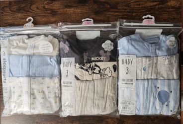 George and Dunnes Baby 3-Pack Cotton Sleepsuits 0-3 Months