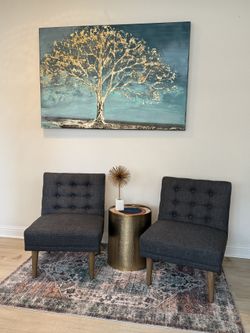 New - Set of Two Accent Chairs ( Dark gray, Linen )