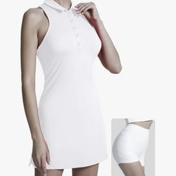 Women’s Size Small Or Large AugIris Tennis/Golf Dress Sleeveless Button Up W/ Shorts Athletic NEW