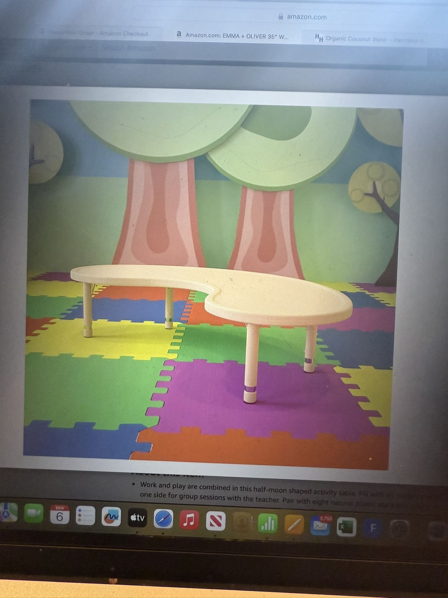 Half Moon Natural Adjustable Activity Table