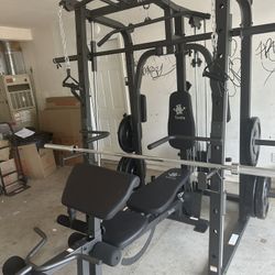 Vesta Fitness Smith Machine 1001 w/Bench Attachment | 245lb Cast Iron Olympic Weights | 7ft Olympic Bar | Fitness | Gym Equipment | FREE DELIVERY 🚚 