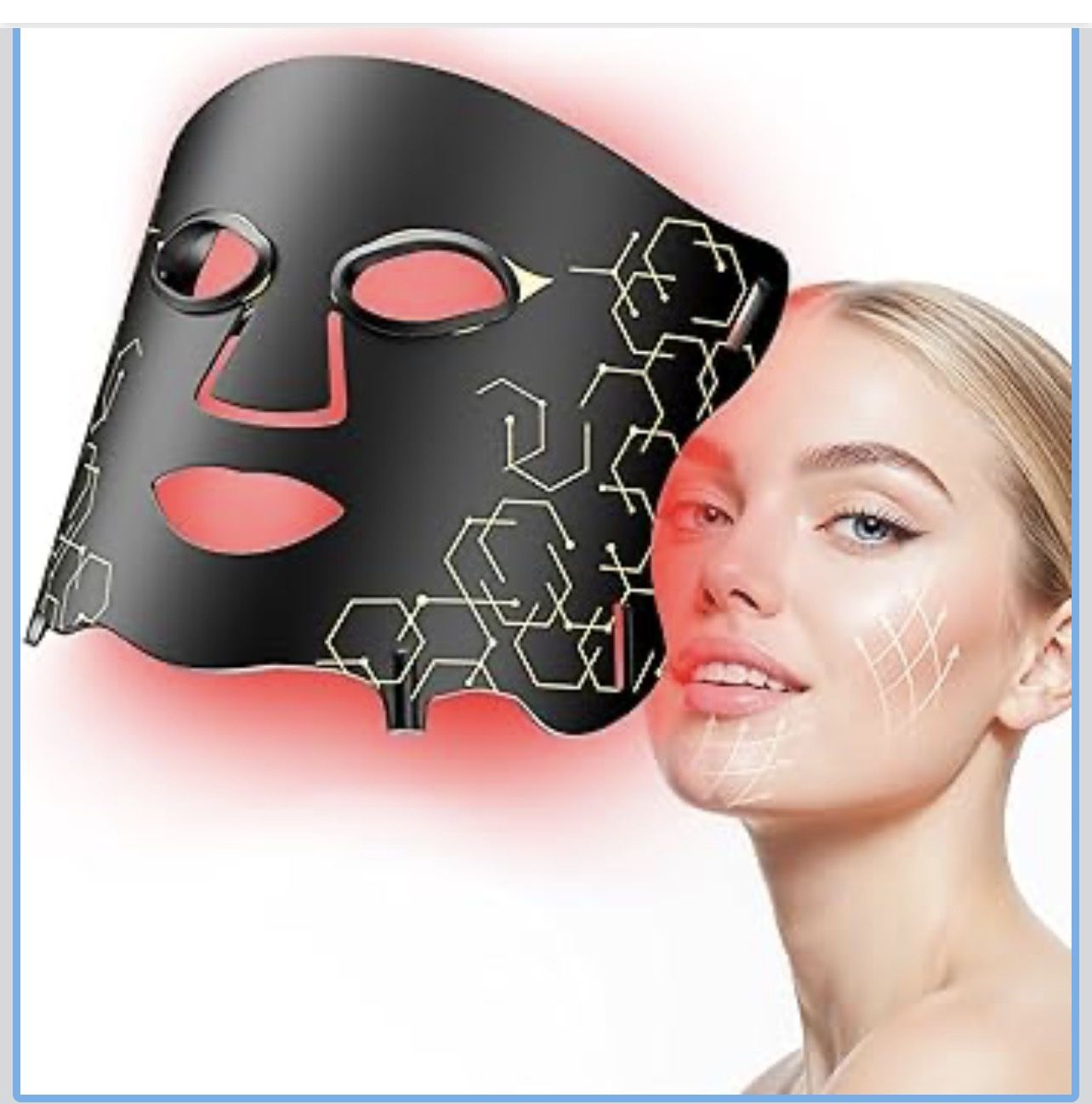 LED Light Therapy mask (E106A) for Face, LED Light Therapy Mask with Adjustable Brightness and Timer, Soft Silicone Red Light Therapy Mask for Home & 