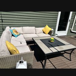 Patio Coffee Table With Fire Pit Or Barbecue 