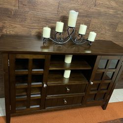 Farmhouse Entertainment Center 53Lx16Wx35H, Wood TV Stand with Storage Cabinet, Drawers & Adjustable Shelves, Large & Sturdy TV Console Table