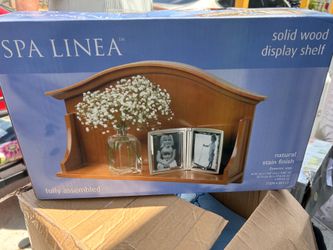 SPA LINEA Solid Wood Display Shelf Natural Stain Fully Assembled