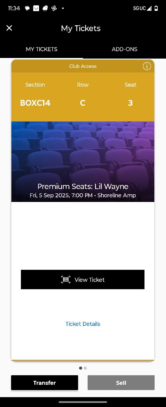 Lil Wayne Premium VIP Box Seats ( Shoreline Amphitheater Sep 5 2025 )