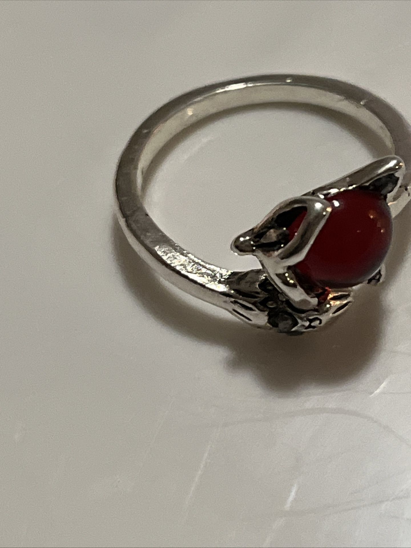 Red And Silver Tone Fox Ring