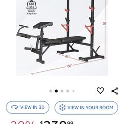 Weight Bench with Squat Rack,Bongkim Adjustable Bench,Multi-Purpose Foldable Bench & Barbell Rack Stand,Bench press 660Lb