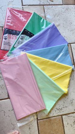 7 Plastic Disposable & Reusable Table Covers, Rectangular Size 54" x 108" multi-colors