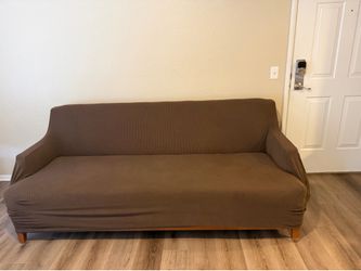 Red Sofa with Brown Cover Included
