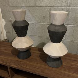 Crate And Barrel 4 Tier Wooden Statue 
