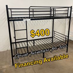 Metal Bunk Bed Twin Over Twin Black Brand New