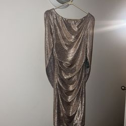 Rosegold Cape-sleeve Dress 