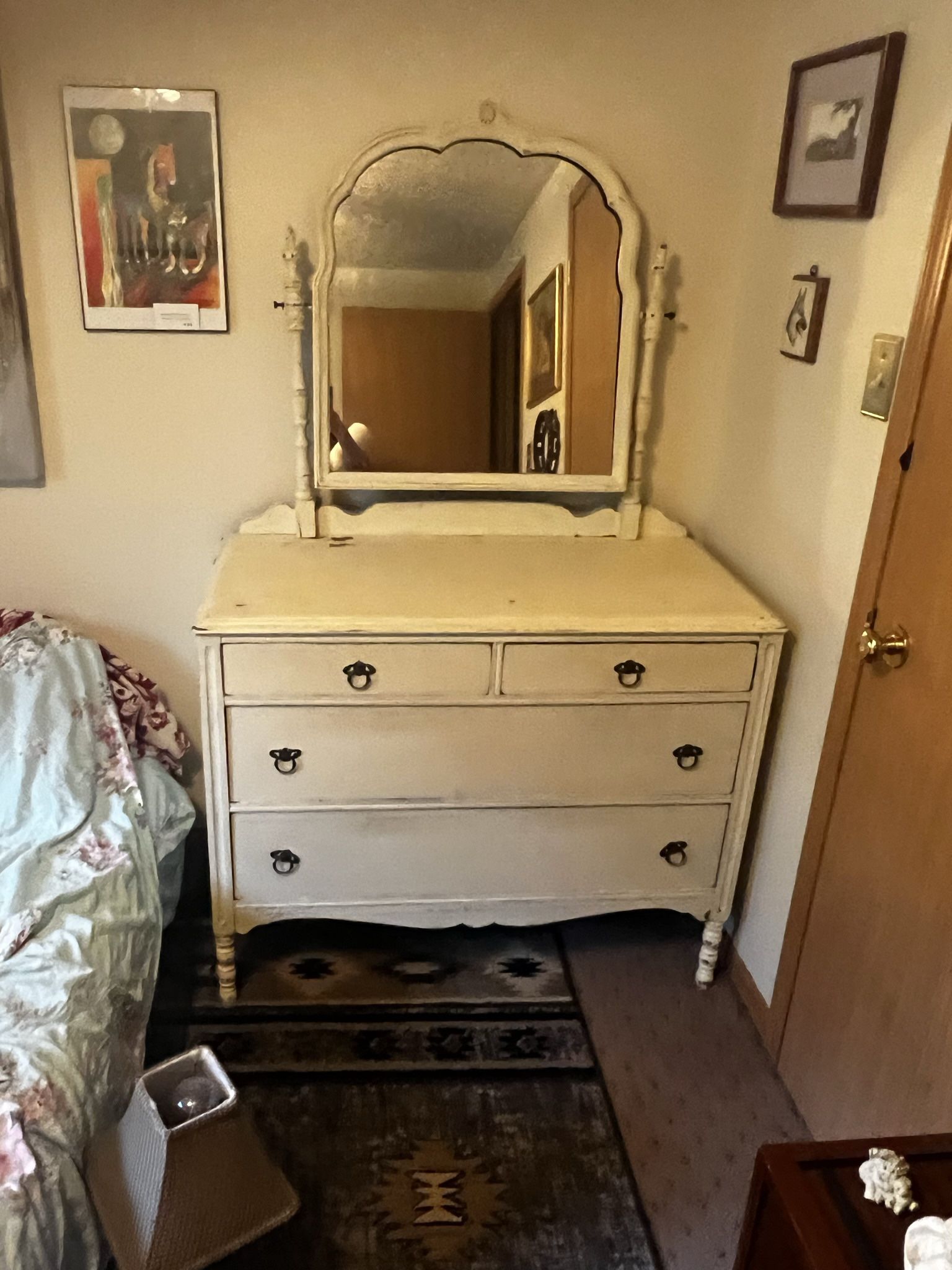 Antique 1940s Dresser W/ swing Mirror