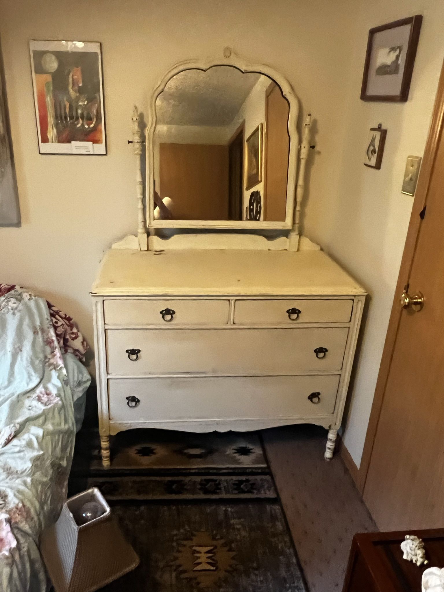 Antique 1940s Dresser W/ swing Mirror 