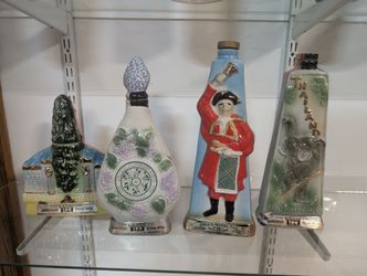 Vintage Jim Beam Ceramic Liquor Decanter Lot Tall Cedars Lombard Bell Thailand