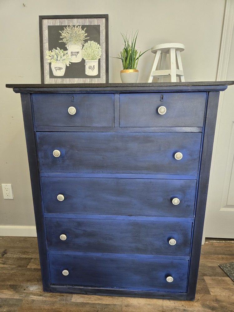 Vintage Blue Distressed Dresser
