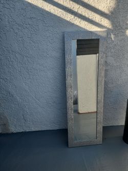 Tall Rectangular Mirror with Silver Hammered Frame