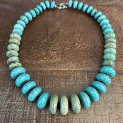Graduated turquoise Rondelle Necklace 20”