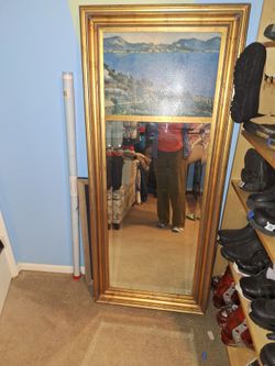 28x82 accent wall mirror with 19x13 painting